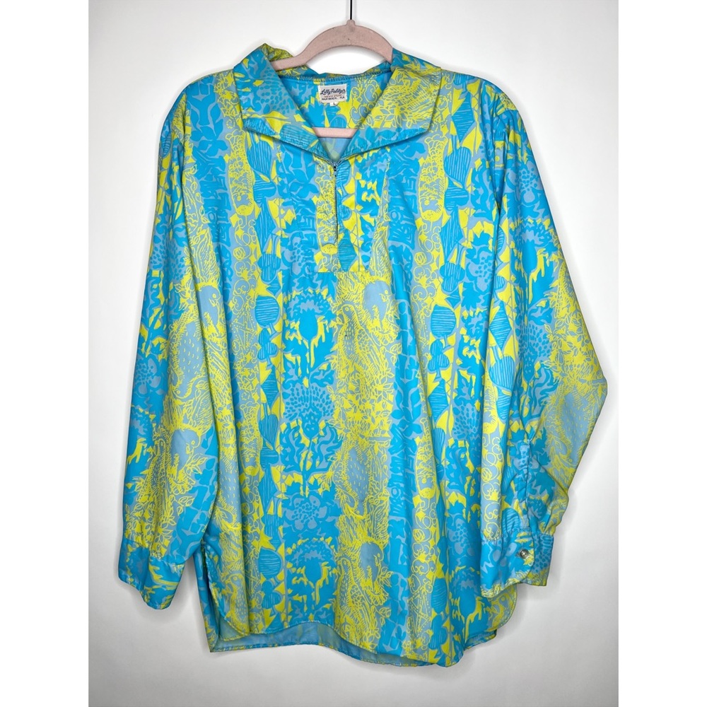 Lilly Pulitzer Blue & Yellow Lightweight Shirt Jacket